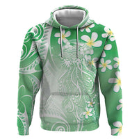 Polynesian Jellyfish Zip Hoodie With Plumeria Green LT05 Pullover Hoodie Green - Polynesian Pride