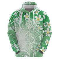 Polynesian Jellyfish Zip Hoodie With Plumeria Green LT05 - Polynesian Pride