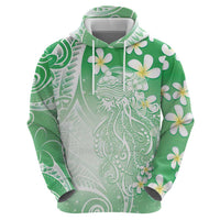 Polynesian Jellyfish Zip Hoodie With Plumeria Green LT05 - Polynesian Pride