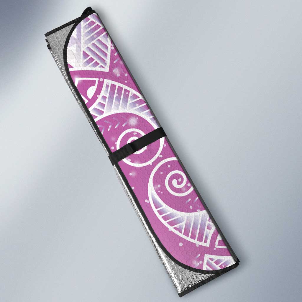 Polynesian Jellyfish Auto Sun Shade With Plumeria Pink