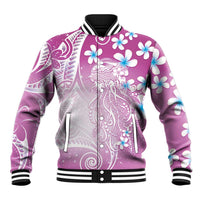 Polynesian Jellyfish Baseball Jacket With Plumeria Pink