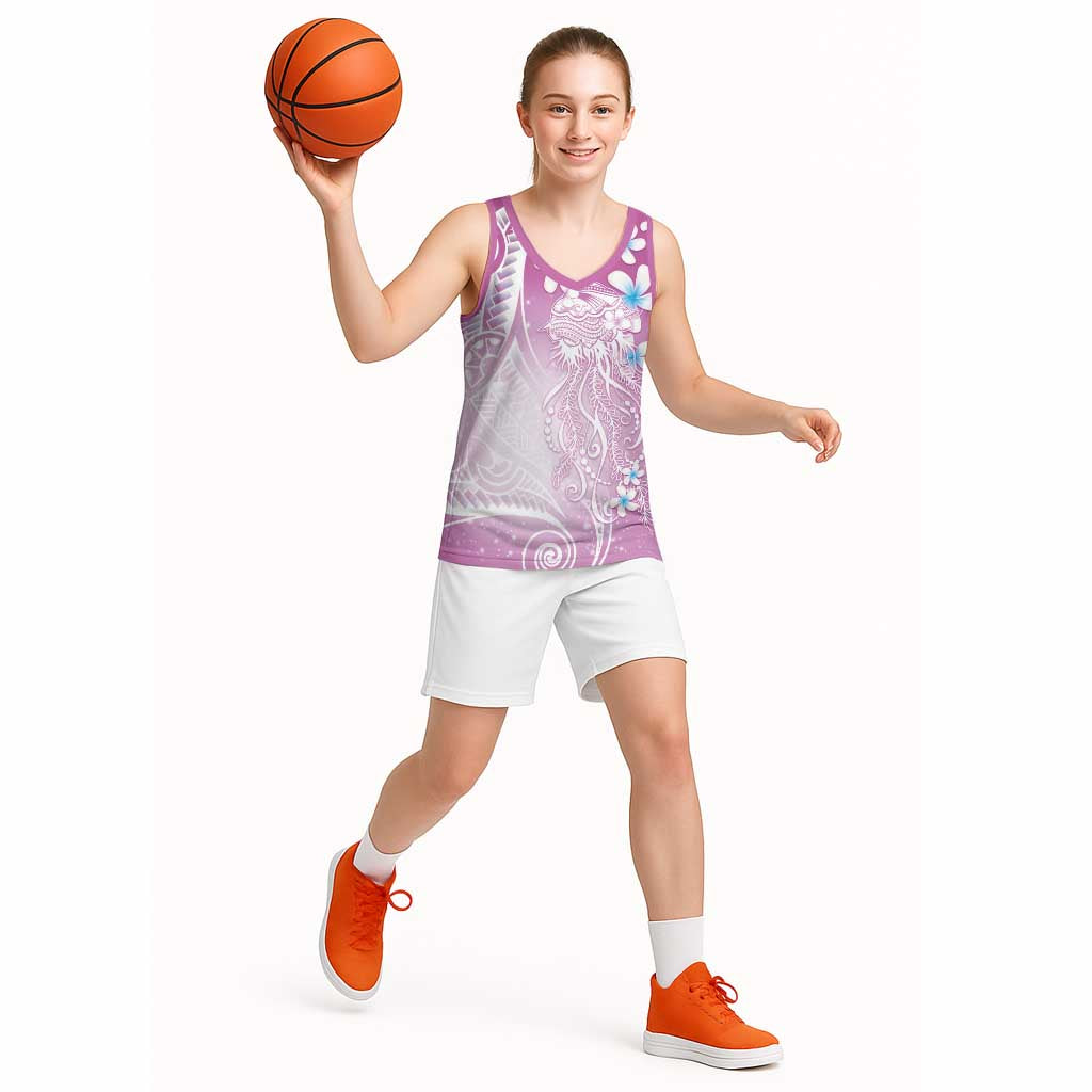 Polynesian Jellyfish Basketball Jersey With Plumeria Pink LT05 - Polynesian Pride