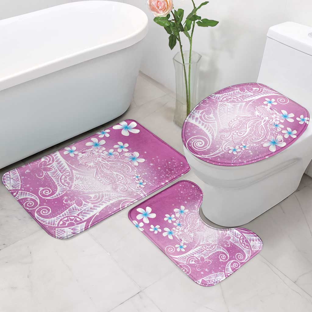 Polynesian Jellyfish Bathroom Set With Plumeria Pink