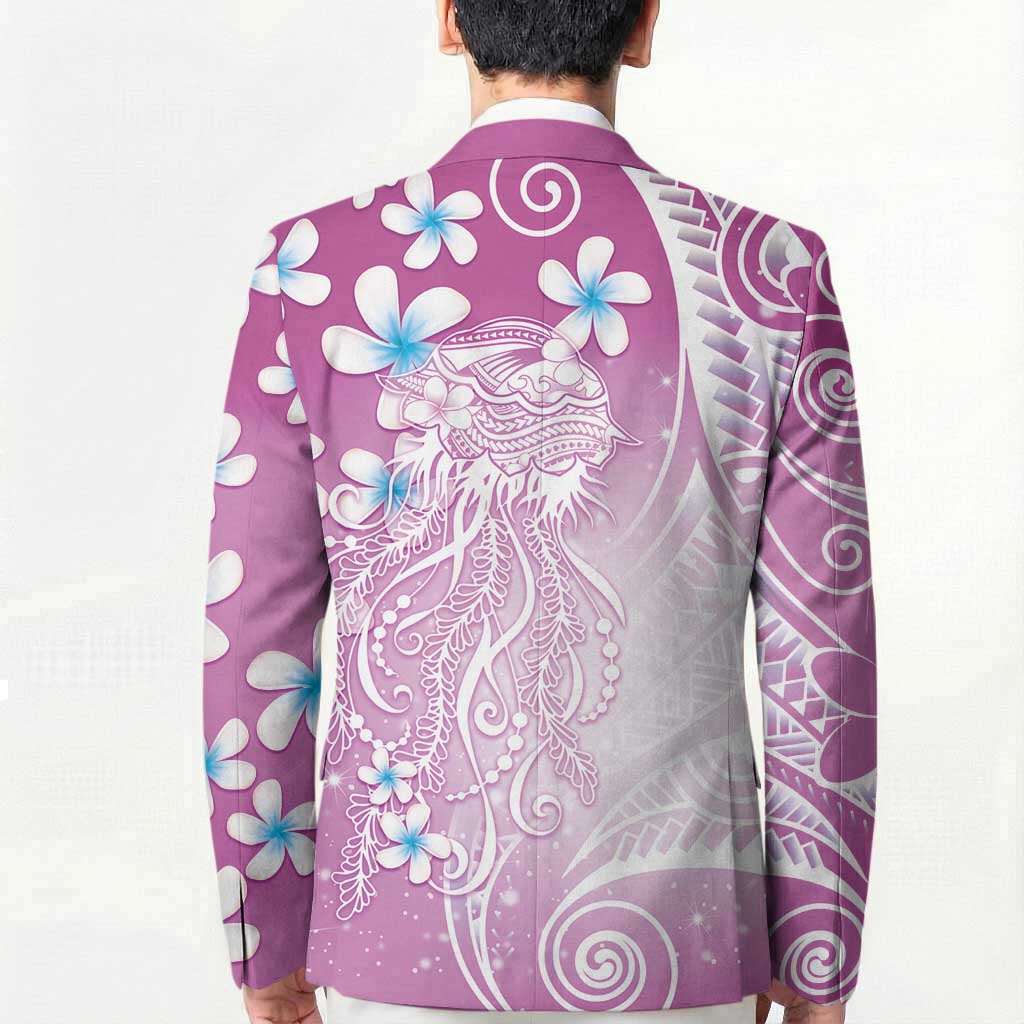 Polynesian Jellyfish Blazer With Plumeria Pink