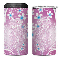 Polynesian Jellyfish 4 in 1 Can Cooler Tumbler With Plumeria Pink LT05 One Size: 16 oz Pink - Polynesian Pride