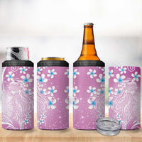 Polynesian Jellyfish 4 in 1 Can Cooler Tumbler With Plumeria Pink LT05 - Polynesian Pride