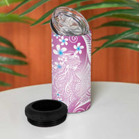 Polynesian Jellyfish 4 in 1 Can Cooler Tumbler With Plumeria Pink LT05 - Polynesian Pride