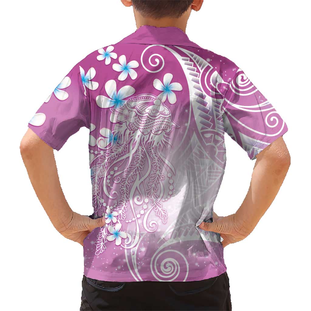 Polynesian Jellyfish Family Matching Mermaid Dress and Hawaiian Shirt With Plumeria Pink LT05 - Polynesian Pride