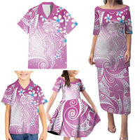 Polynesian Jellyfish Family Matching Puletasi and Hawaiian Shirt With Plumeria Pink LT05 - Polynesian Pride
