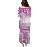Polynesian Jellyfish Family Matching Puletasi and Hawaiian Shirt With Plumeria Pink LT05 - Polynesian Pride