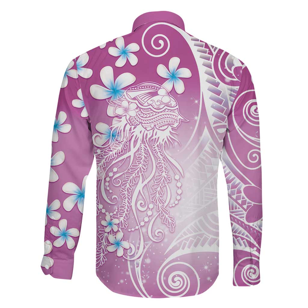 Polynesian Jellyfish Family Matching Summer Maxi Dress and Hawaiian Shirt With Plumeria Pink LT05 - Polynesian Pride