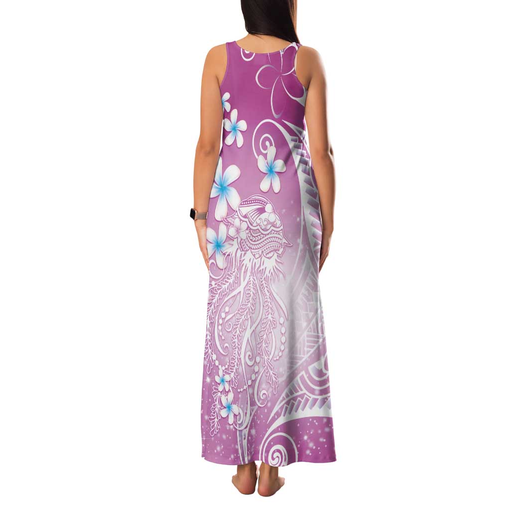 Polynesian Jellyfish Family Matching Tank Maxi Dress and Hawaiian Shirt With Plumeria Pink LT05 - Polynesian Pride