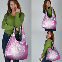 Polynesian Jellyfish Grocery Bag With Plumeria Pink
