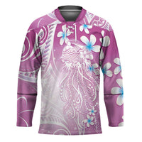 Polynesian Jellyfish Hockey Jersey With Plumeria Pink LT05 Unisex Pink - Polynesian Pride
