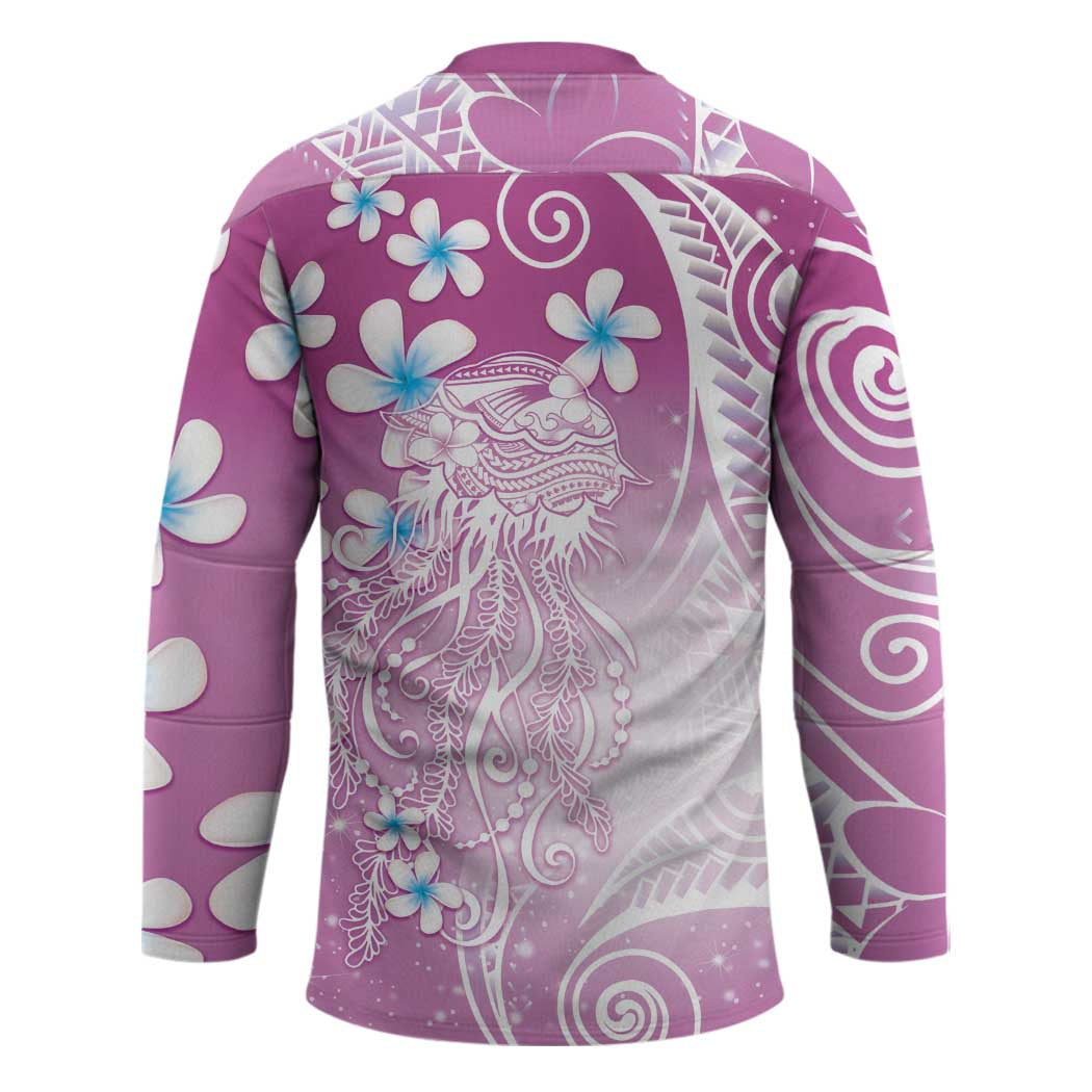 Polynesian Jellyfish Hockey Jersey With Plumeria Pink LT05 - Polynesian Pride