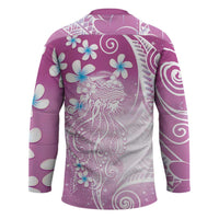 Polynesian Jellyfish Hockey Jersey With Plumeria Pink LT05 - Polynesian Pride