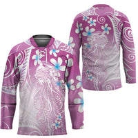 Polynesian Jellyfish Hockey Jersey With Plumeria Pink LT05 - Polynesian Pride