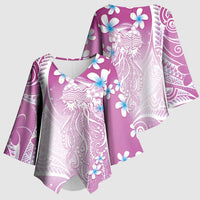 Polynesian Jellyfish Kimono Sleeve Blouse With Plumeria Pink LT05 - Polynesian Pride
