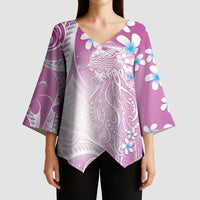 Polynesian Jellyfish Kimono Sleeve Blouse With Plumeria Pink LT05 - Polynesian Pride