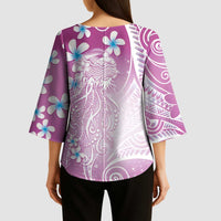Polynesian Jellyfish Kimono Sleeve Blouse With Plumeria Pink LT05 - Polynesian Pride