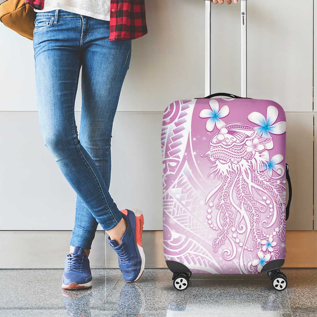 Polynesian Jellyfish Luggage Cover With Plumeria Pink LT05 - Polynesian Pride