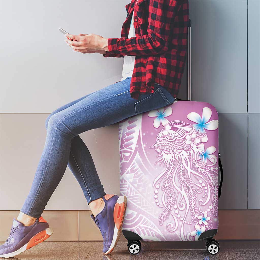 Polynesian Jellyfish Luggage Cover With Plumeria Pink LT05 - Polynesian Pride