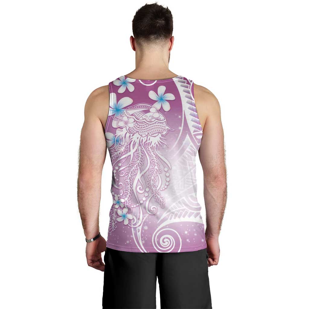 Polynesian Jellyfish Men Tank Top With Plumeria Pink