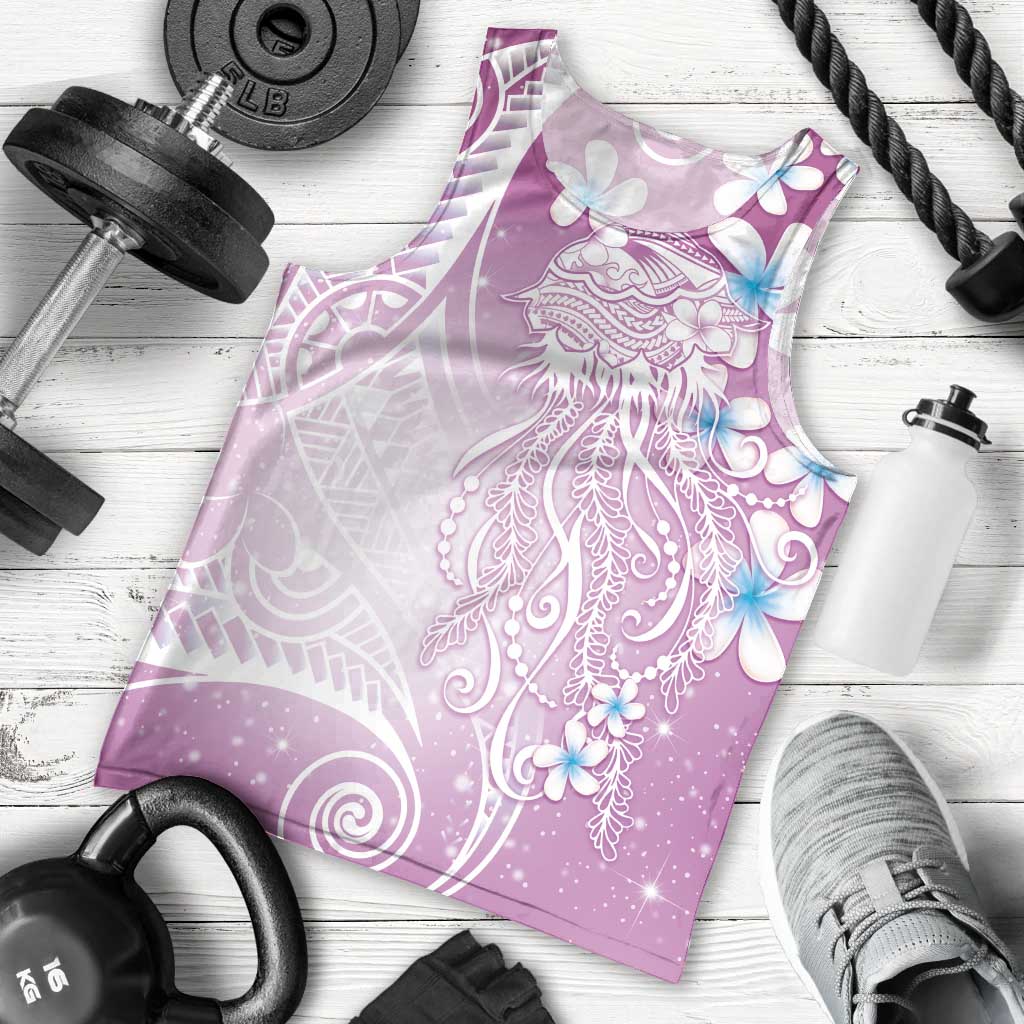 Polynesian Jellyfish Men Tank Top With Plumeria Pink
