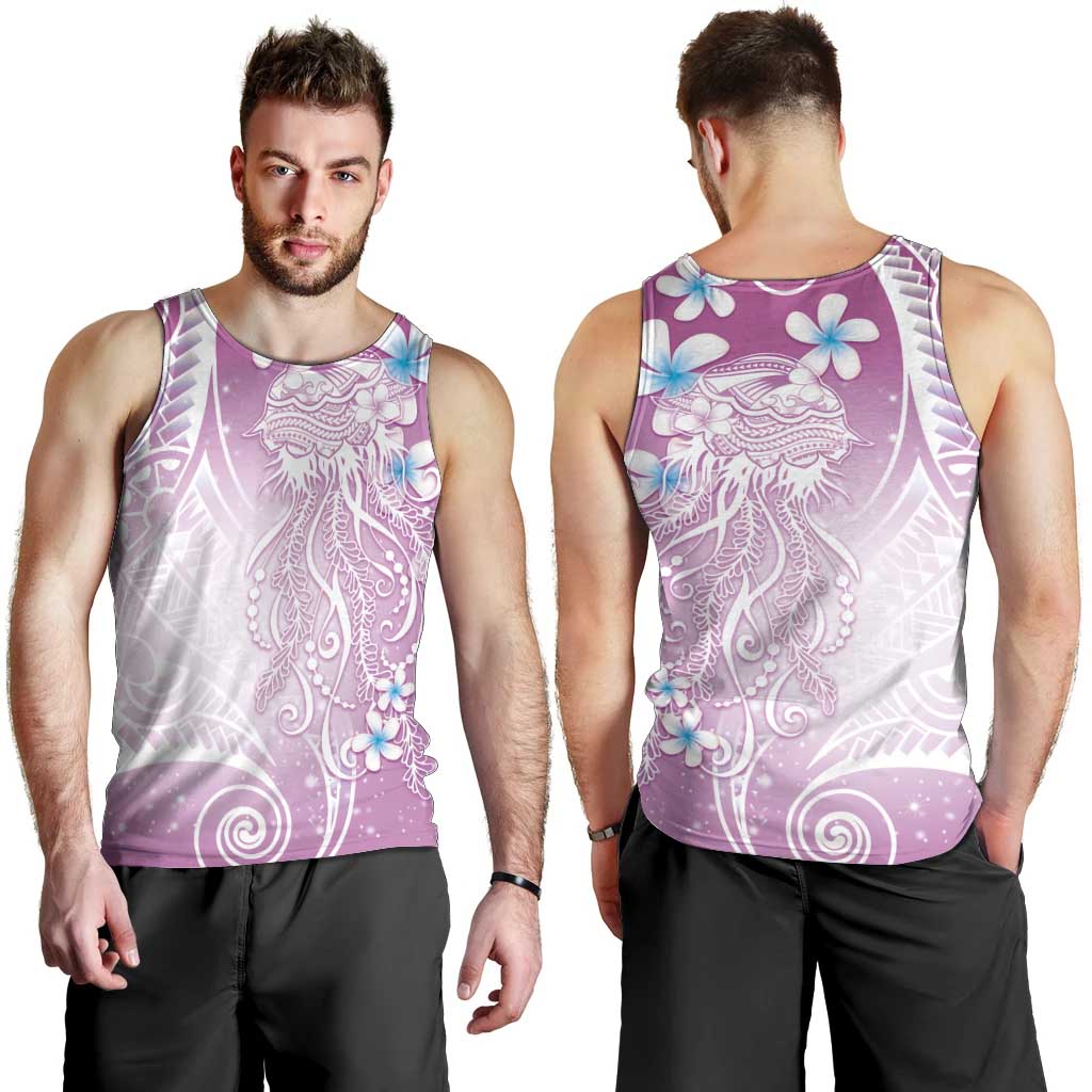 Polynesian Jellyfish Men Tank Top With Plumeria Pink