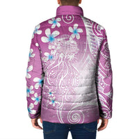 Polynesian Jellyfish Padded Jacket With Plumeria Pink