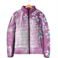 Polynesian Jellyfish Padded Jacket With Plumeria Pink