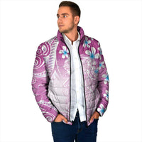 Polynesian Jellyfish Padded Jacket With Plumeria Pink