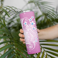 Polynesian Jellyfish Skinny Tumbler With Plumeria Pink