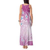 Polynesian Jellyfish Tank Maxi Dress With Plumeria Pink