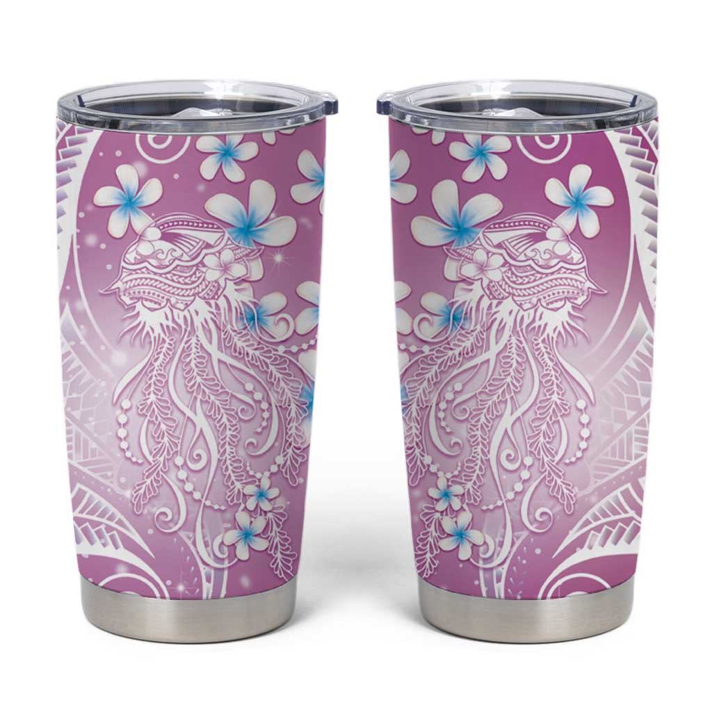 Polynesian Jellyfish Tumbler Cup With Plumeria Pink