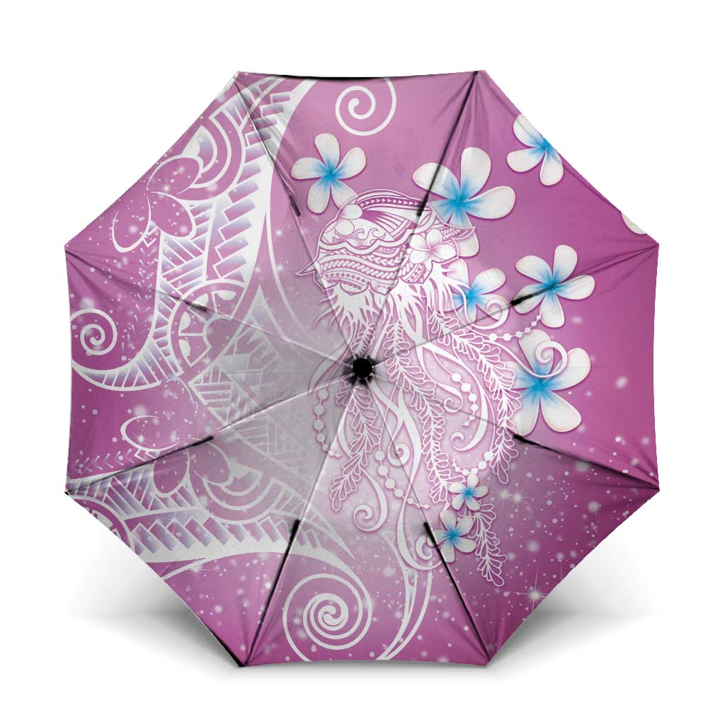 Polynesian Jellyfish Umbrella With Plumeria Pink