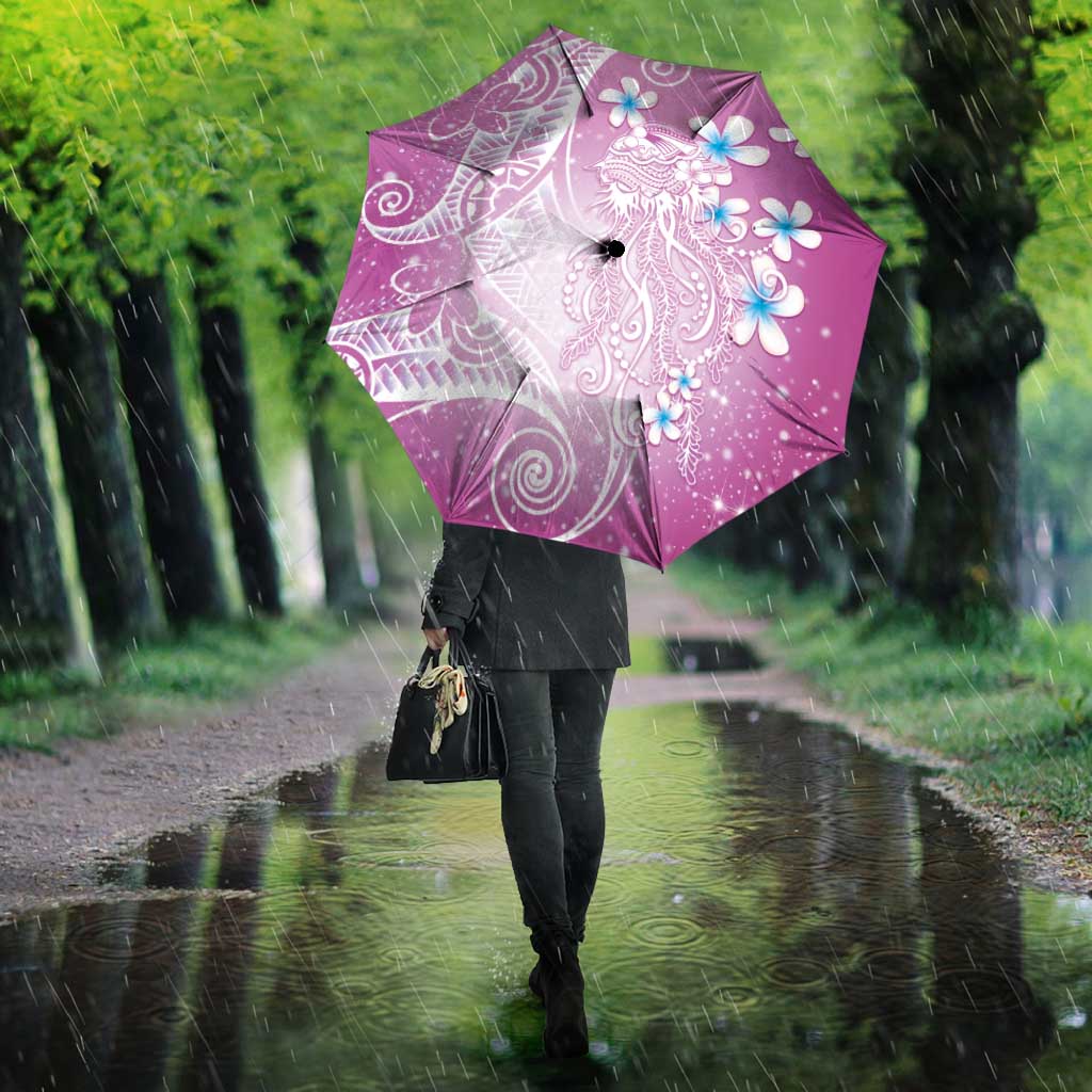 Polynesian Jellyfish Umbrella With Plumeria Pink