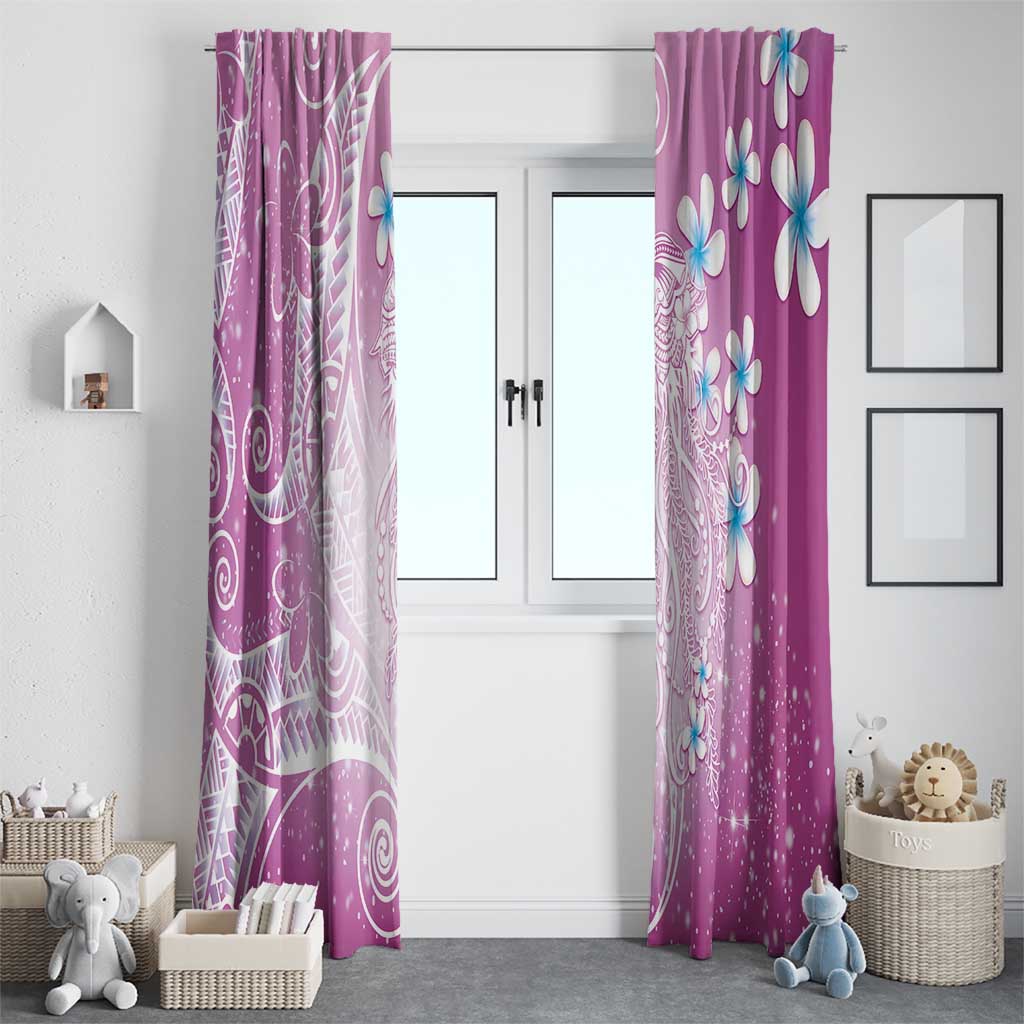 Polynesian Jellyfish Window Curtain With Plumeria Pink