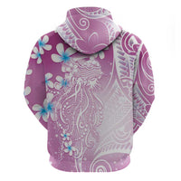 Polynesian Jellyfish Zip Hoodie With Plumeria Pink LT05 - Polynesian Pride