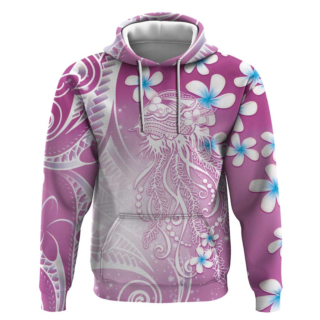 Polynesian Jellyfish Zip Hoodie With Plumeria Pink LT05 Pullover Hoodie Pink - Polynesian Pride