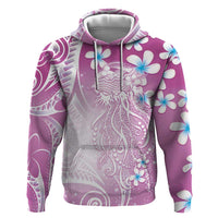 Polynesian Jellyfish Zip Hoodie With Plumeria Pink LT05 Pullover Hoodie Pink - Polynesian Pride