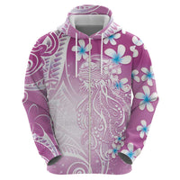 Polynesian Jellyfish Zip Hoodie With Plumeria Pink LT05 - Polynesian Pride