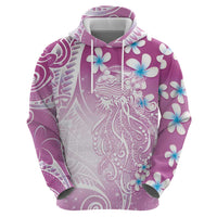 Polynesian Jellyfish Zip Hoodie With Plumeria Pink LT05 - Polynesian Pride