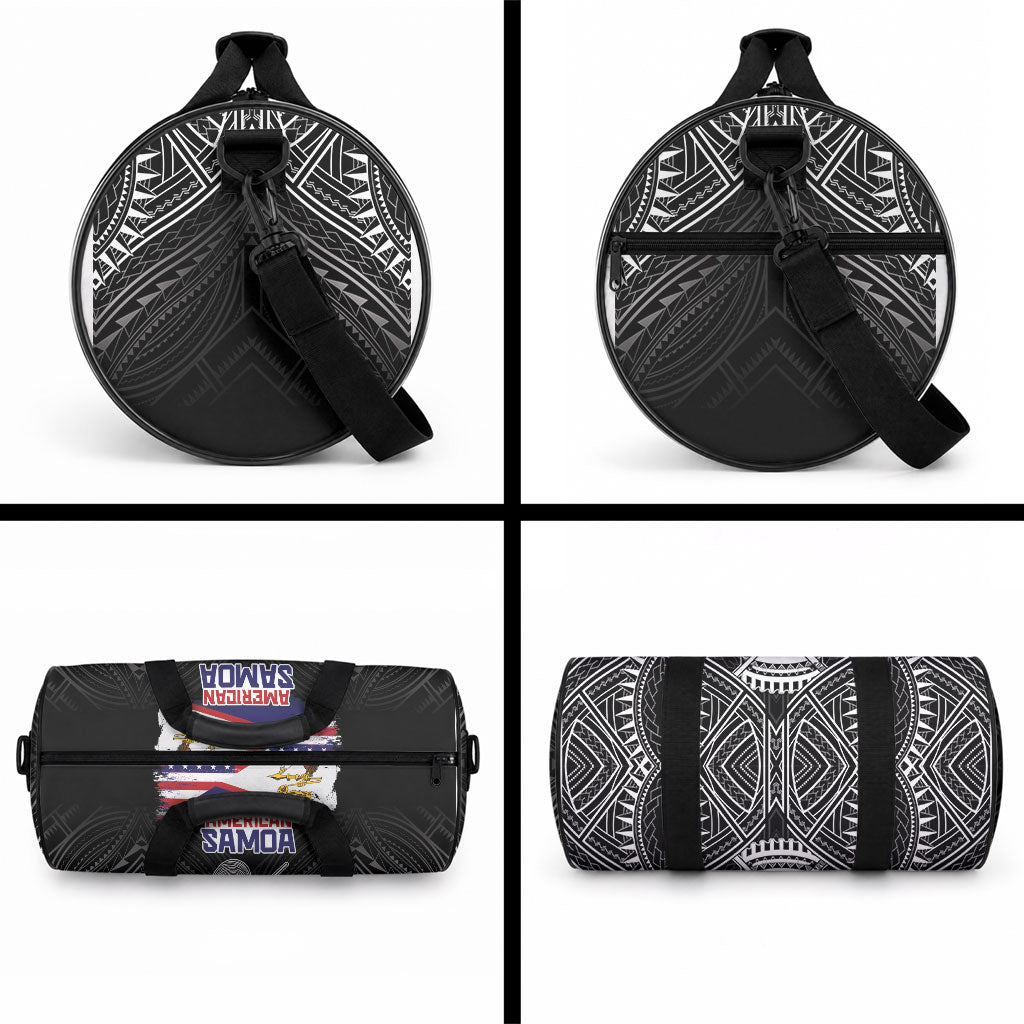 American Samoa Flag Day Duffle Bag Bald Eagle With Polynesian Pattern