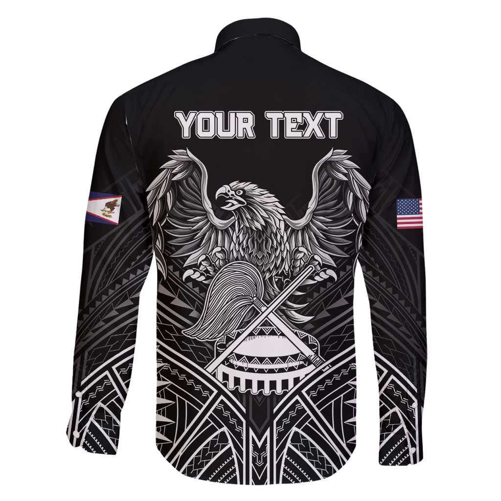 American Samoa Flag Day Family Matching Long Sleeve Bodycon Dress and Hawaiian Shirt Bald Eagle With Polynesian Pattern