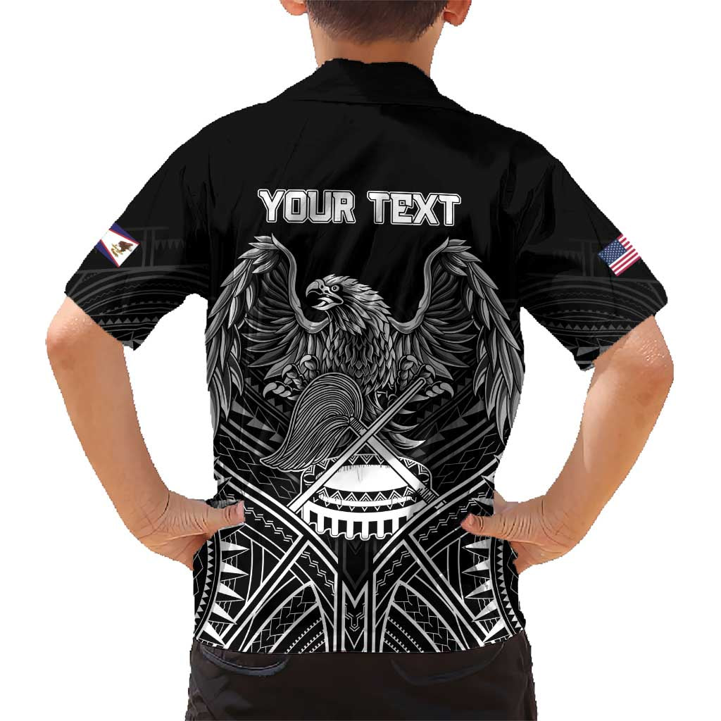 American Samoa Flag Day Kid Hawaiian Shirt Bald Eagle With Polynesian Pattern
