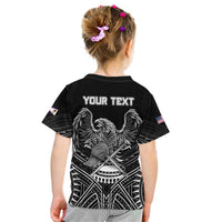 American Samoa Flag Day Kid T Shirt Bald Eagle With Polynesian Pattern