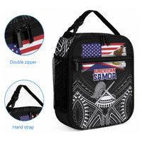American Samoa Flag Day Lunch Bag Bald Eagle With Polynesian Pattern