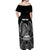 American Samoa Flag Day Off Shoulder Maxi Dress Bald Eagle With Polynesian Pattern