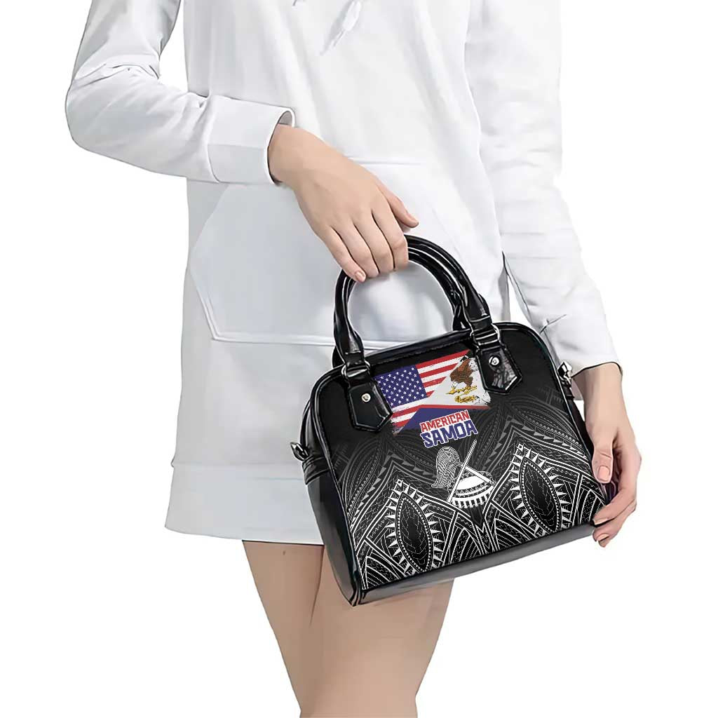American Samoa Flag Day Shoulder Handbag Bald Eagle With Polynesian Pattern